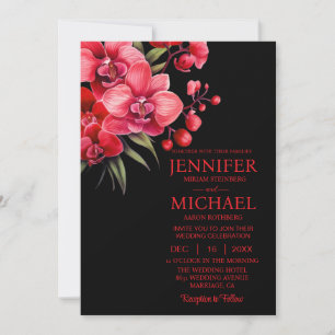 Convites de Casamento Tudo em Um Orquídeas Vermelh