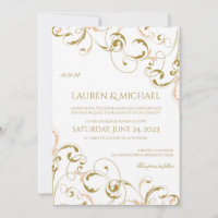 Convites de Casamento Únicos em Pêssego e Dourado