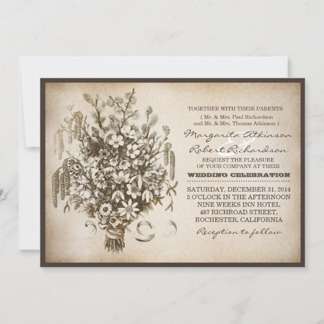 convites de casamento únicos para a tipografia vin (Frente)