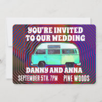 CONVITES DE CASAMENTO VAN HIPPIE 1960 PERSONALIZAD
