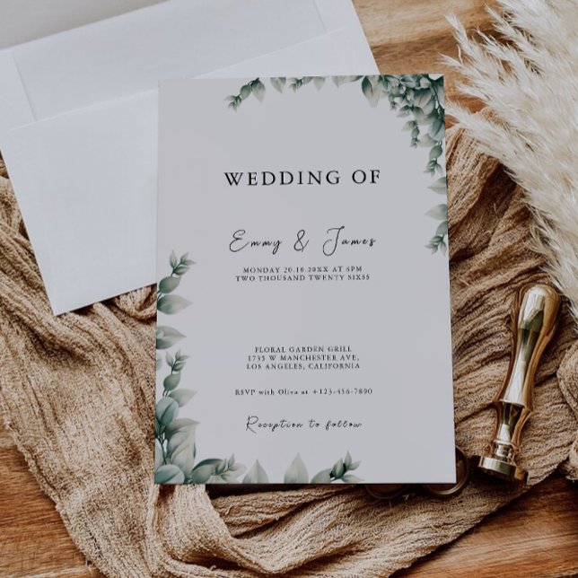 Convites de casamento verde (Greenery Wedding Invites Template)
