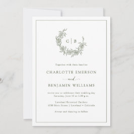 Convites de Casamento Verdes Monogramados