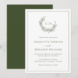 Convites de Casamento Verdes Monogramados