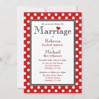Convites de Casamento Vermelho bolinhas