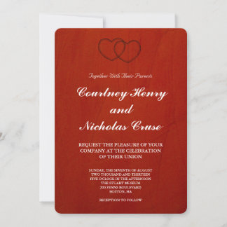 Convites de Casamento Vermelho Marsala