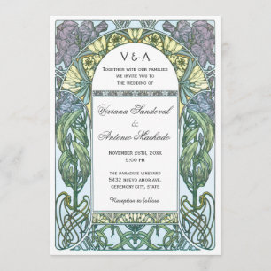 Convites de Casamento Vintage Art Nouveau VII