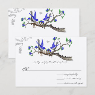 Convites de Casamento Vintage Azul Real e Cinza
