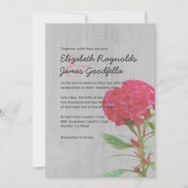 Convites De Casamento Vintage Cockscomb (Frente)