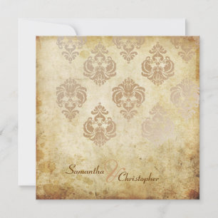 Convites de casamento Vintage Damask/Faux em cobre