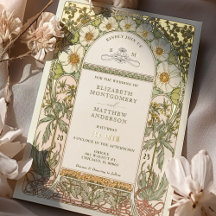 Convites de Casamento Vintage em Folha de Ouro Art