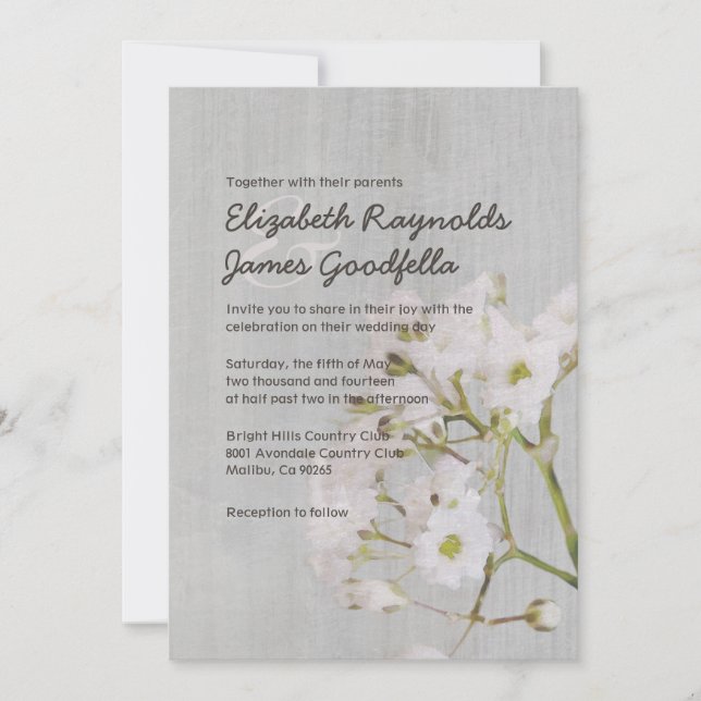 Convites de Casamento Vintage Gypsophilia (Frente)