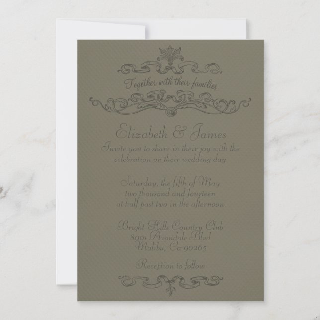 Convites de Casamento Vintage Luxo Simples (Frente)