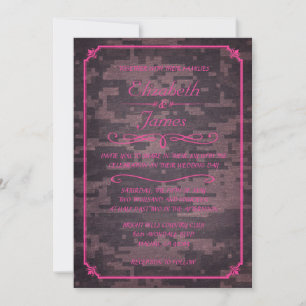 Convites de Casamento vintage Militar Rosa