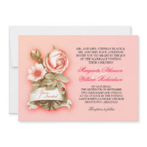convites de casamento vintage rosa