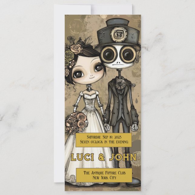 Convites de casamento Vintage Steampunk Quirky (Frente)