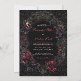 Convites de Casamento Vitorianos Góticos Preto e V