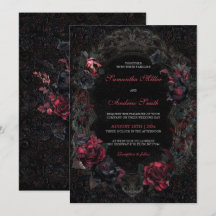 Convites de Casamento Vitorianos Góticos Preto e V