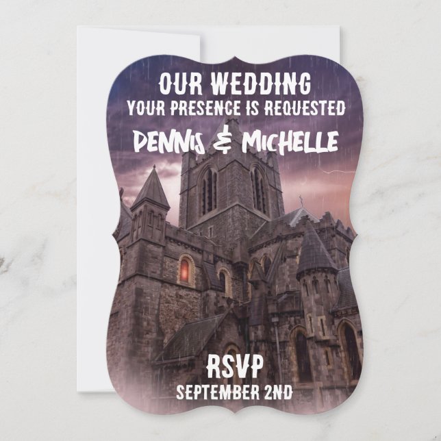CONVITES DE CASTLE NOTURNO PARA CASAMENTO DE MODEL (Frente)