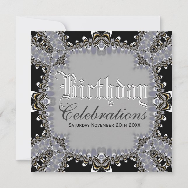 Convites de Celebrações de Aniversário Black+Grey  (Frente)