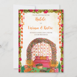 convites de cerimônia de Haldi de casamento hindu