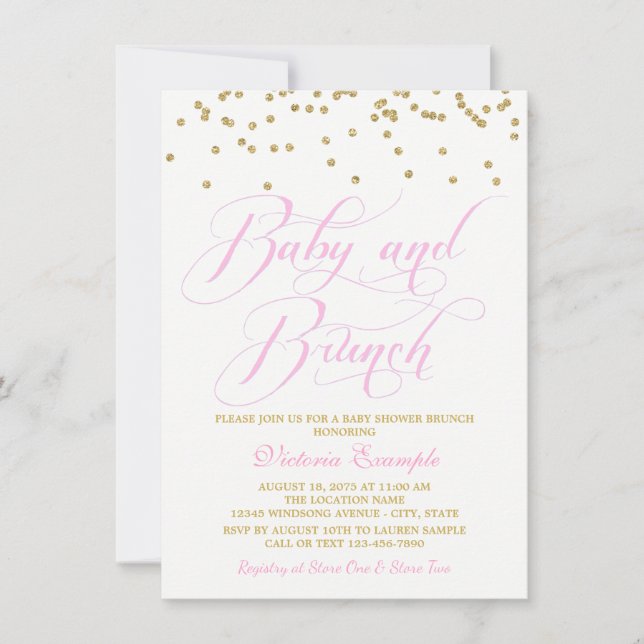 Convites de Chá de Bebê Brunch para Menina (Frente)