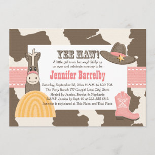 Convites de Chá de Bebê Cowgirl