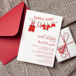 Convites de Chá de Bebê de Natal Santa Baby
