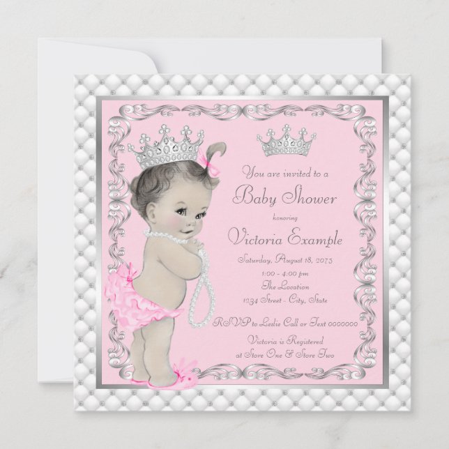 Convites de Chá de Bebê de Princesa Chique (Frente)