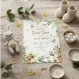 Convites de chá de bebê do pooh da floresta