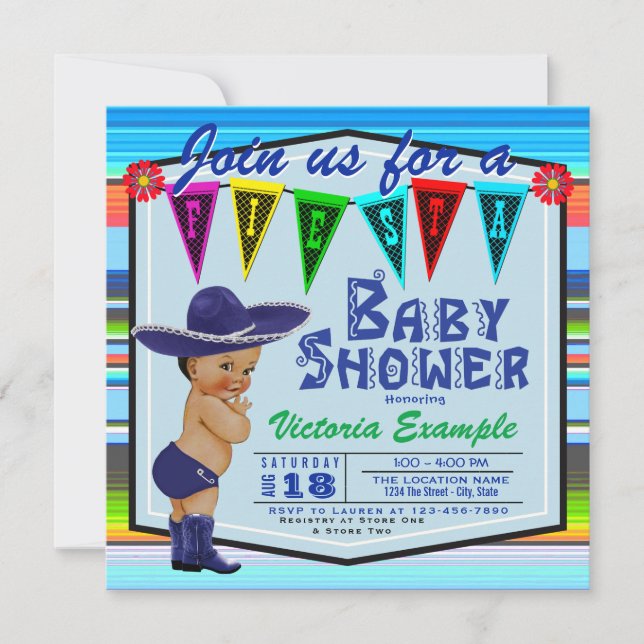 Convites de Chá de Bebê Fiesta (Frente)
