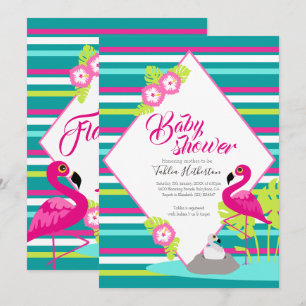 Convites de chá de bebê Flamingle flamingo