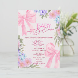 Convites de chá de bebê florais rosa.