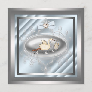 Convites de Chá de Bebê para Menino Azul Prateado 