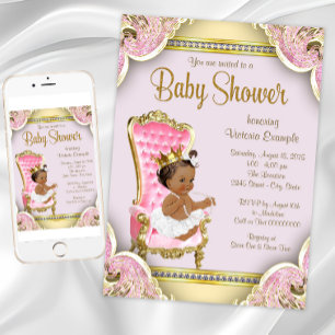 Convites de Chá de Bebê para Princesa Afro-America
