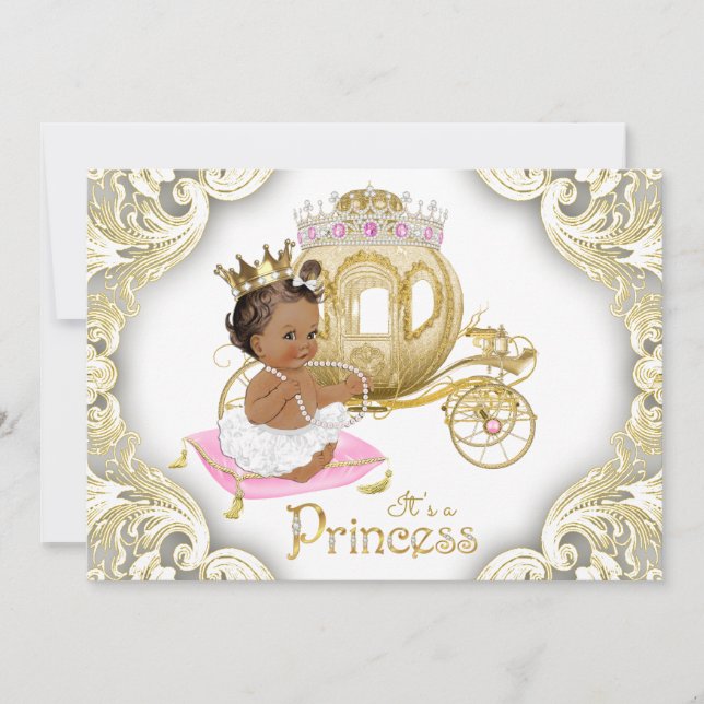 Convites de Chá de Bebê para Princesa Afro-America (Frente)