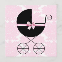 Convites de Chá de Bebê Preto Rosa Damasco