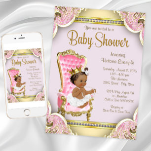 Convites de Chá de Bebê Princesa Afro-Americana