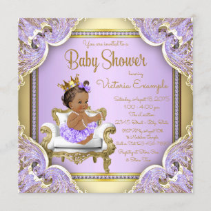 Convites de Chá de Bebê Princesa Étnica Lilac Gold