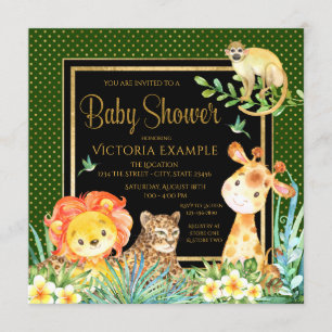 Convites de Chá de Bebê Safari Menino Jungle