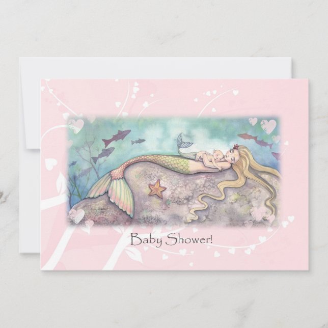 Convites de Chá de Bebê Sweet Mermaid Baby (Frente)