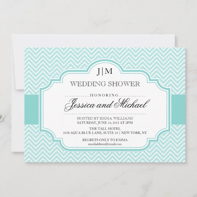 Convites de Chá de casamento Azul Aqua (Frente)