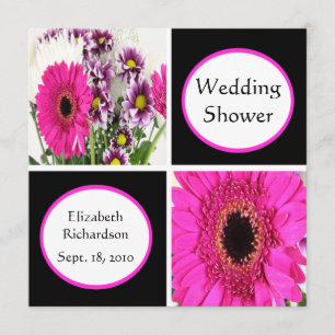Convites de Chá de casamento Pink Daisy Squares