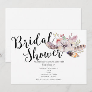 Convites de Chá de Noiva Boho Chic Floral Branco