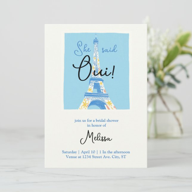 convites de chá de noiva da Torre Eiffel de Paris (Em pé/Frente)