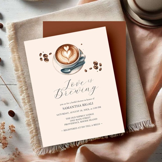 Convites de Chá de Noiva de Café Love Is Brewing (Modern "Love is Brewing" (Coffee Bar) bridal shower invitations printing)
