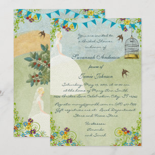 Convites de Chá de Noiva de Jardim da Noiva Loira