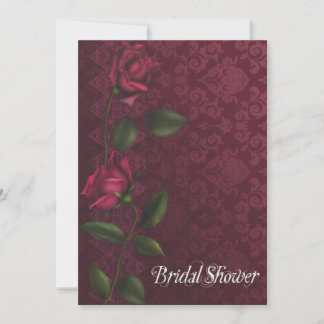 Convites de Chá de Noiva Rosa Vermelha Damask