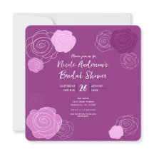 Convites de Chá de Noiva Roxo Mauve Floral