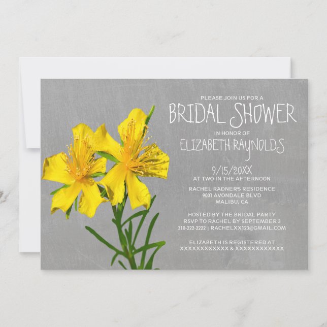 Convites de chá de panela de hipericão (Frente)