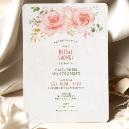 Convites de Chá de Panela de Noiva Dourado e Rosad